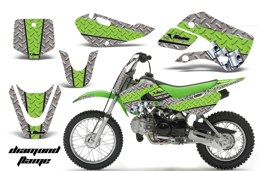 Kawasaki KLX 110 KX 65 00-09 NP Graphic Kit DR SILVER GREEBSTRIPE